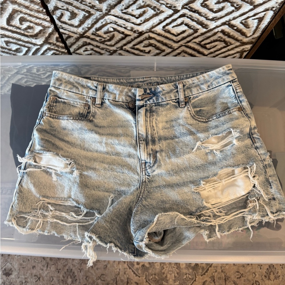 Light Blue Distressed Denim Shorts - Unbranded